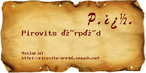 Pirovits Árpád névjegykártya