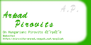 arpad pirovits business card